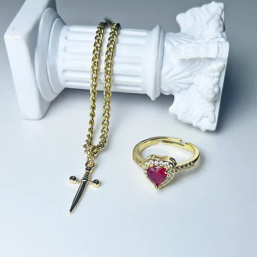 Pulsera + Anillo Espada Corazon